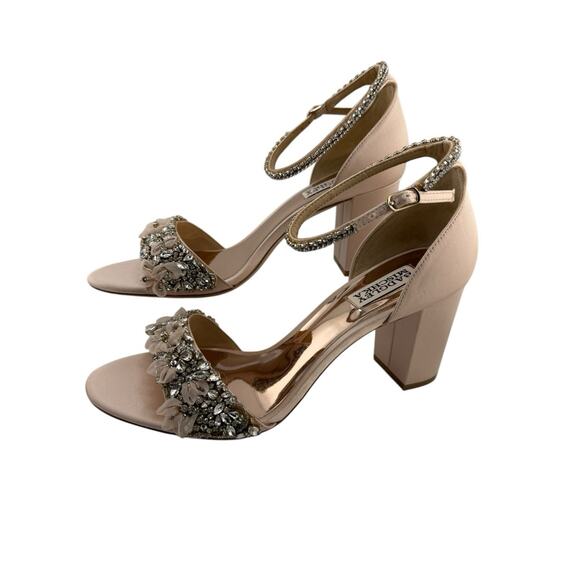 JEWEL BADGLEY MISCHKA satin and crystal block heels with zip back Size 9.5 NEW - Picture 7 of 15